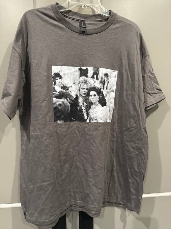 Gildan Tops - Labyrinth TShirt David Bowie Retro Cult Classic It's Only Forever Gray Unisex XL